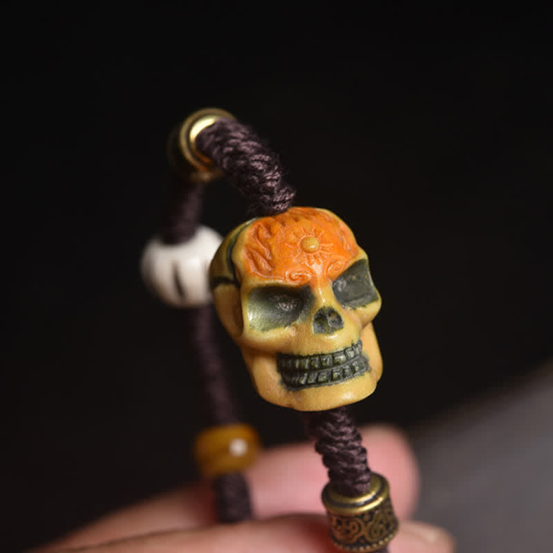 Buddha Stones Bone The Lord Of The Corpse Forest Keep Away Evil Spirits Braided Rope Bracelet - image 1