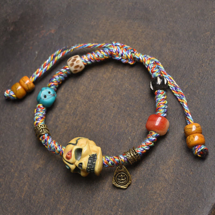 Buddha Stones Bone The Lord Of The Corpse Forest Keep Away Evil Spirits Braided Rope Bracelet - Colorful Rope(Wrist Circumference:17-23cm) - image 5