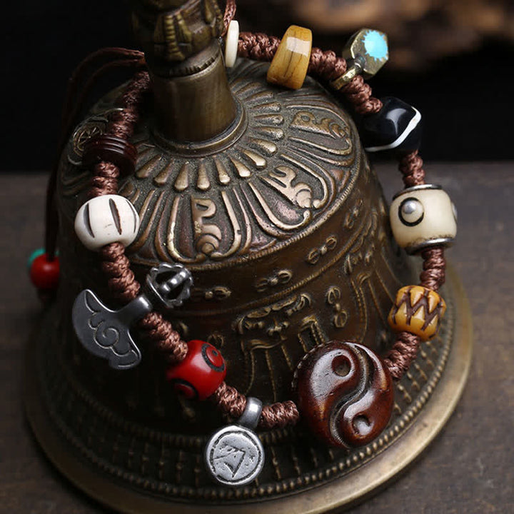 Buddha Stones Bone Yin Yang Braided Rope Balance Bracelet - image 2