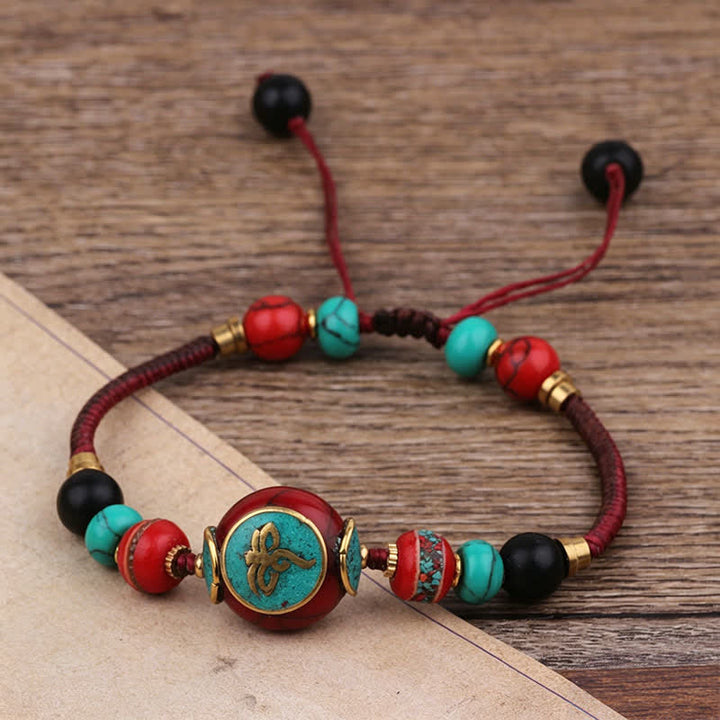 Buddha Stones Turquoise Amber Tibet Braided Rope Love Bracelet - image 12