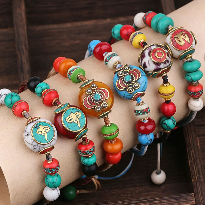 Buddha Stones Turquoise Amber Tibet Braided Rope Love Bracelet - image 19