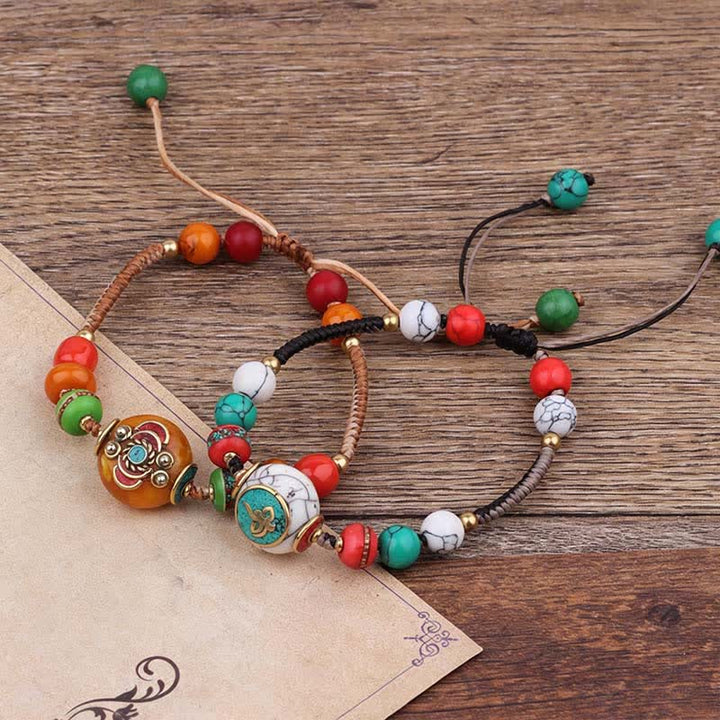 Buddha Stones Turquoise Amber Tibet Braided Rope Love Bracelet - image 15