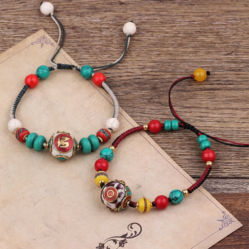 Buddha Stones Turquoise Amber Tibet Braided Rope Love Bracelet - image 16