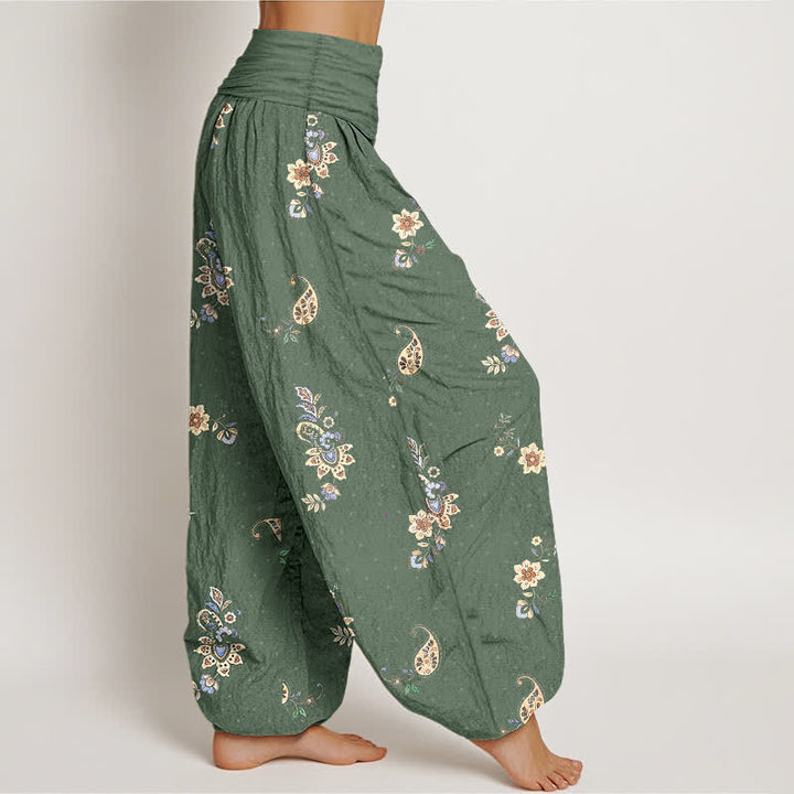 Buddha Stones Pure Cotton Boho Paisley Floral Pattern Women's Elastic Waist Harem Pants - image 10