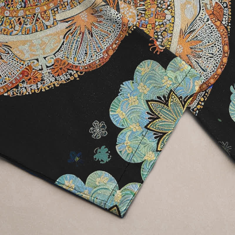 Buddha Stones Pure Cotton Mandala Floral Pattern Men's Tapered Pants With Pockets - image 3