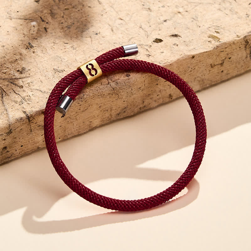 Buddha Stones Single-Digit Angel Numbers Adjustable String Protection Bracelet - Dark Red Rope(Wrist Circumference: 15-23cm) - 8 - image 45