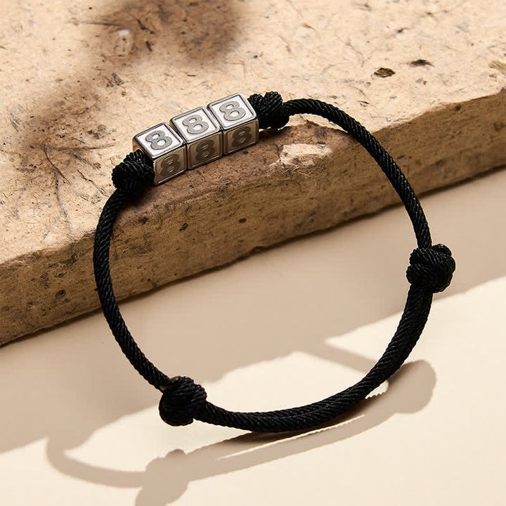 Buddha Stones Titanium Steel 000-999 Angel Numbers Adjustable Black String Faith Bracelet - image 27