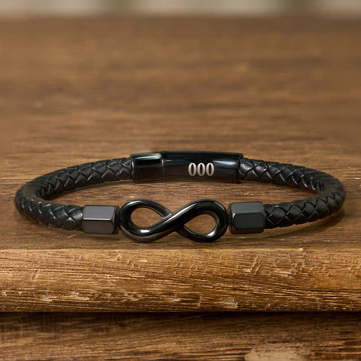 Buddha Stones Angel Numbers Infinity Symbol Leather Faith Bracelet - 000(Wrist Circumference: 18-19cm) - image 38