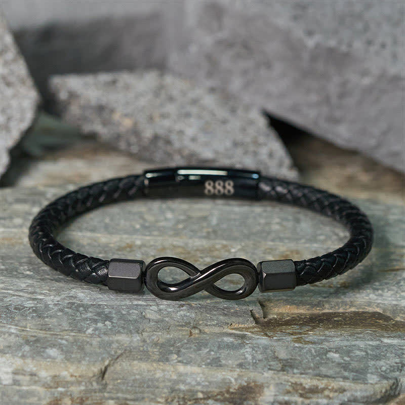 Buddha Stones Angel Numbers Infinity Symbol Leather Faith Bracelet - image 31