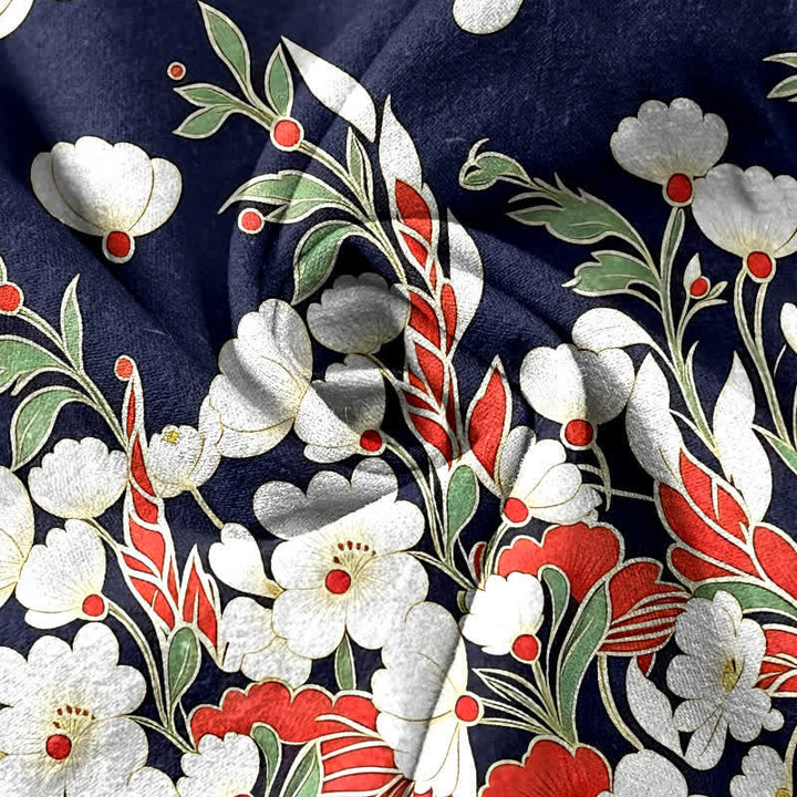 Buddha Stones Pure Cotton Bohemian Floral Cloud Pattern Women's Elastic Waist Pants With Pockets - image 2