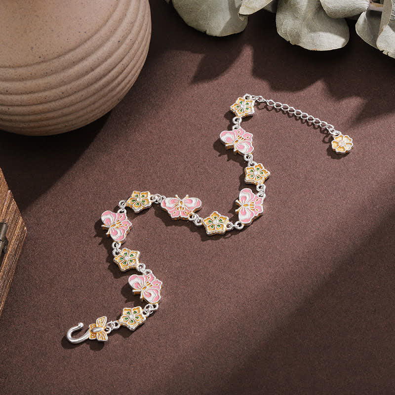Buddha Stones Copper Enamel Butterfly Floral Love Bracelet - image 2