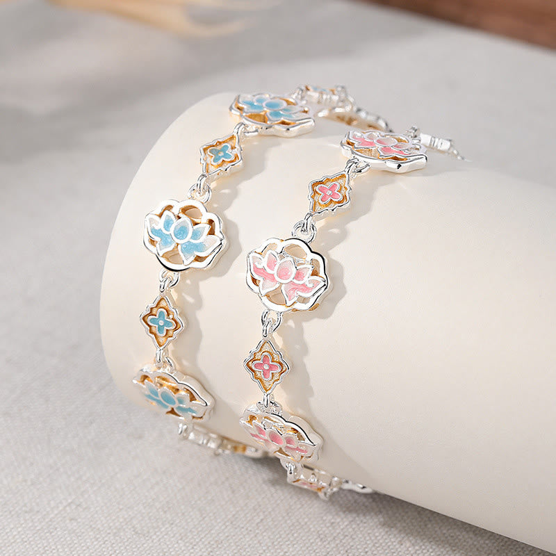 Buddha Stones Copper Enamel Lotus Floral New Beginning Bracelet - image 4