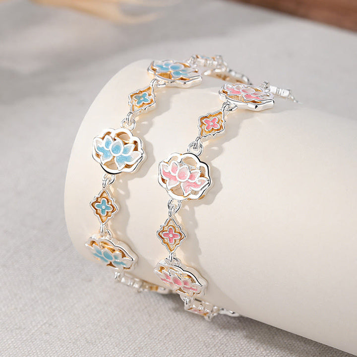 Buddha Stones Copper Enamel Lotus Floral New Beginning Bracelet - image 4