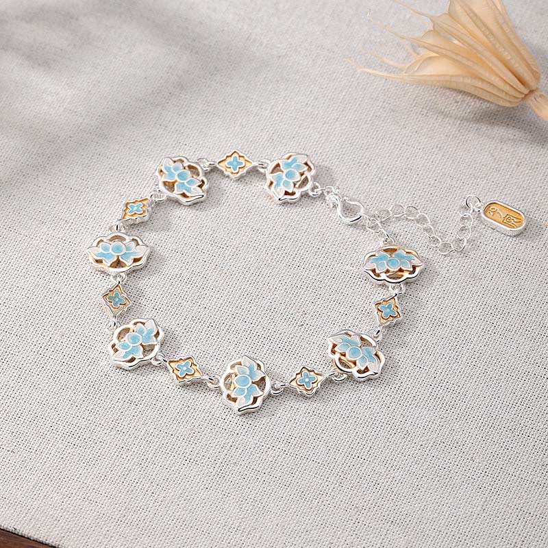 Buddha Stones Copper Enamel Lotus Floral New Beginning Bracelet - Blue(Wrist Circumference:17–22 cm) - image 2