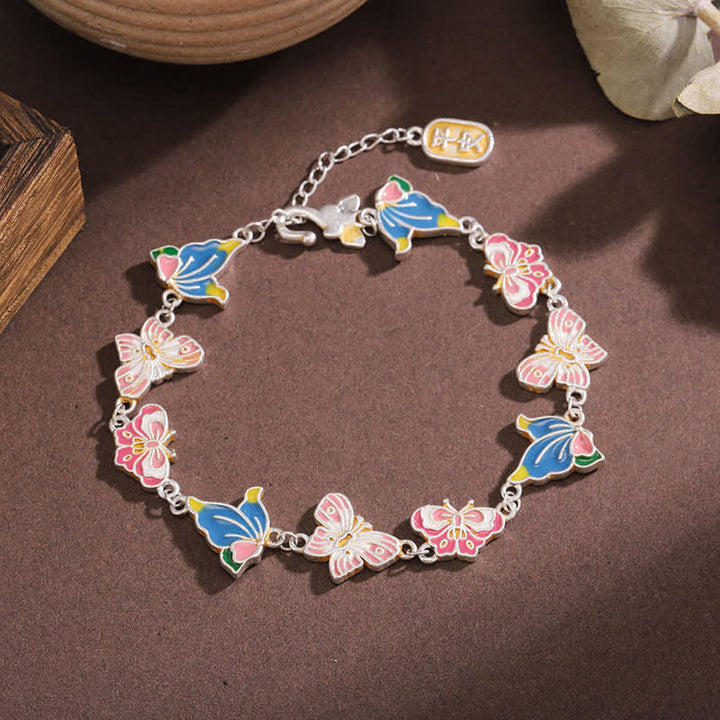 Buddha Stones Copper Enamel Butterfly Love Adjustable Bracelet - Copper(Wrist Circumference:17–21 cm) - image 0