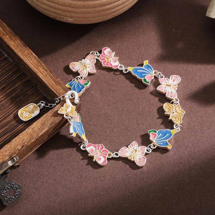 Buddha Stones Copper Enamel Butterfly Love Adjustable Bracelet - image 2