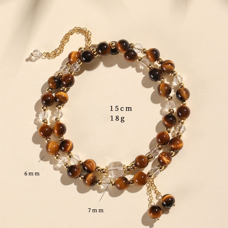 Buddha Stones Natural Strawberry Quartz Double Wrap Crystal Healing Bracelet - Tiger Eye(Wrist Circumference:14–15 cm) - image 21