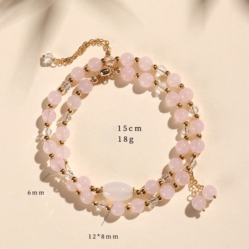 Buddha Stones Natural Strawberry Quartz Double Wrap Crystal Healing Bracelet - Rose Quartz(Wrist Circumference:14–15 cm) - image 12