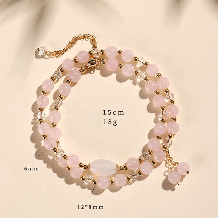 Buddha Stones Natural Strawberry Quartz Double Wrap Crystal Healing Bracelet - Rose Quartz(Wrist Circumference:14–15 cm) - image 12