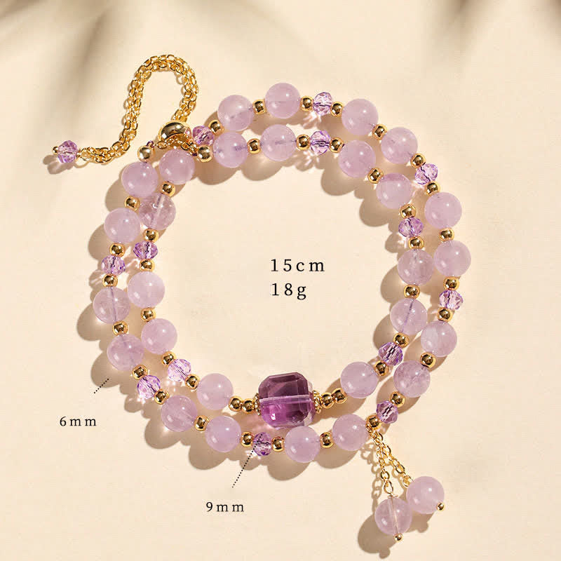 Buddha Stones Natural Strawberry Quartz Double Wrap Crystal Healing Bracelet - Amethyst(Wrist Circumference:14–15 cm) - image 18