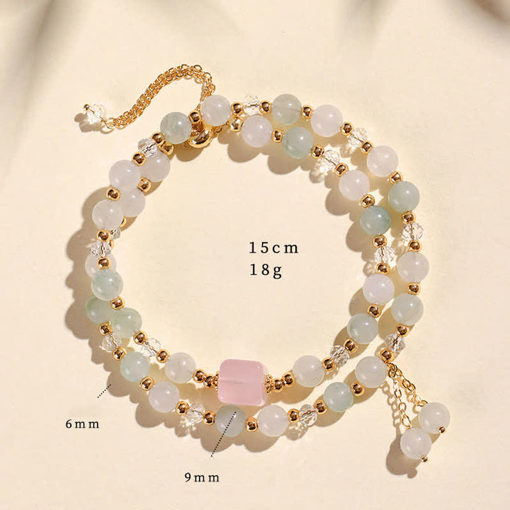 Buddha Stones Natural Strawberry Quartz Double Wrap Crystal Healing Bracelet - Tianshan Jade(Wrist Circumference:14–15 cm) - image 16