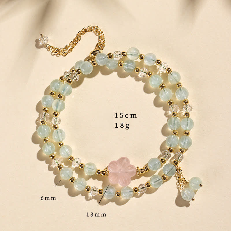 Buddha Stones Natural Strawberry Quartz Double Wrap Crystal Healing Bracelet - Green Grape Agate(Wrist Circumference:14–15 cm) - image 10