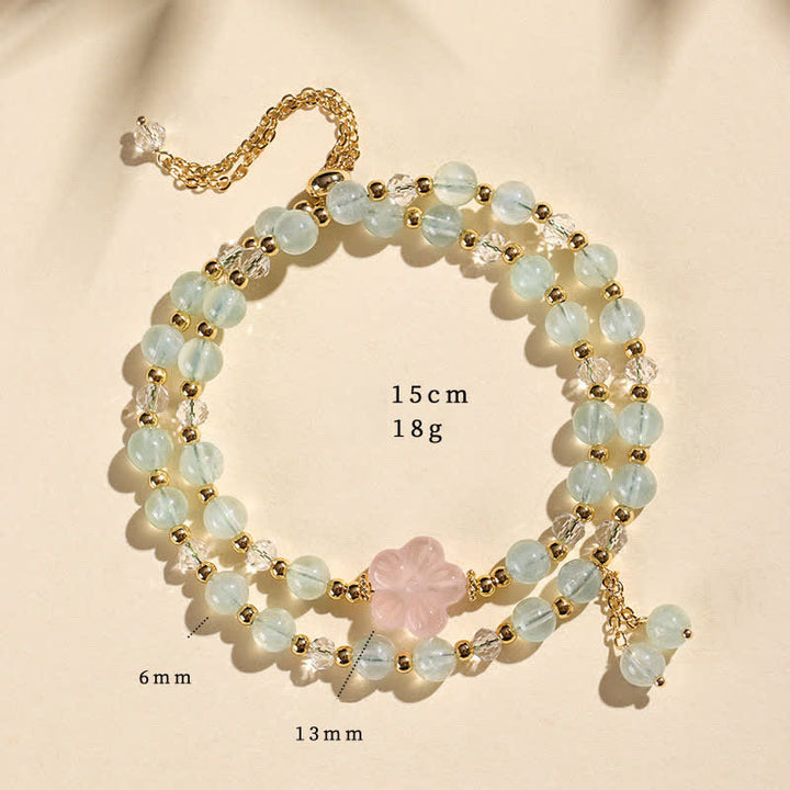 Buddha Stones Natural Strawberry Quartz Double Wrap Crystal Healing Bracelet - Green Grape Agate(Wrist Circumference:14–15 cm) - image 10