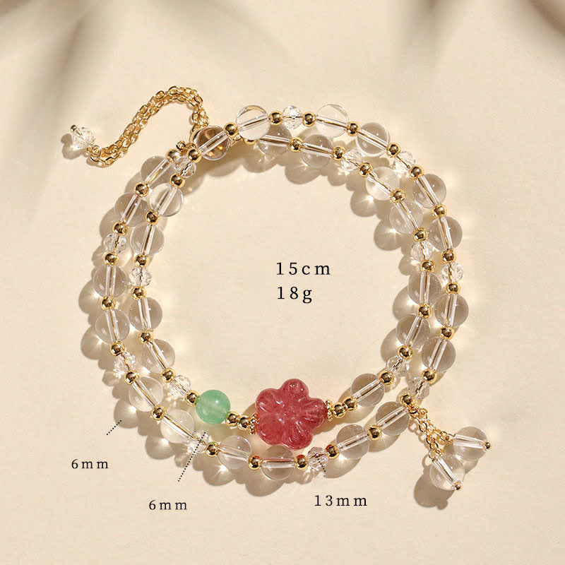 Buddha Stones Natural Strawberry Quartz Double Wrap Crystal Healing Bracelet - Clear Quartz(Wrist Circumference:14–15 cm) - image 14