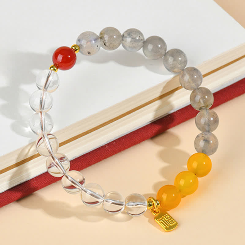 Buddha Stones Strawberry Quartz Citrine Five Elements Fu Character Luck Bracelet - image 10