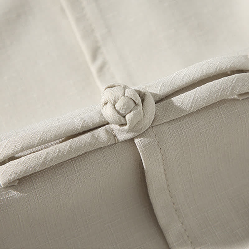 Buddha Stones Summer Tang Style Mandarin Collar Frog Button Bamboo Embroidery Men's Short Sleeve Shirts - image 34