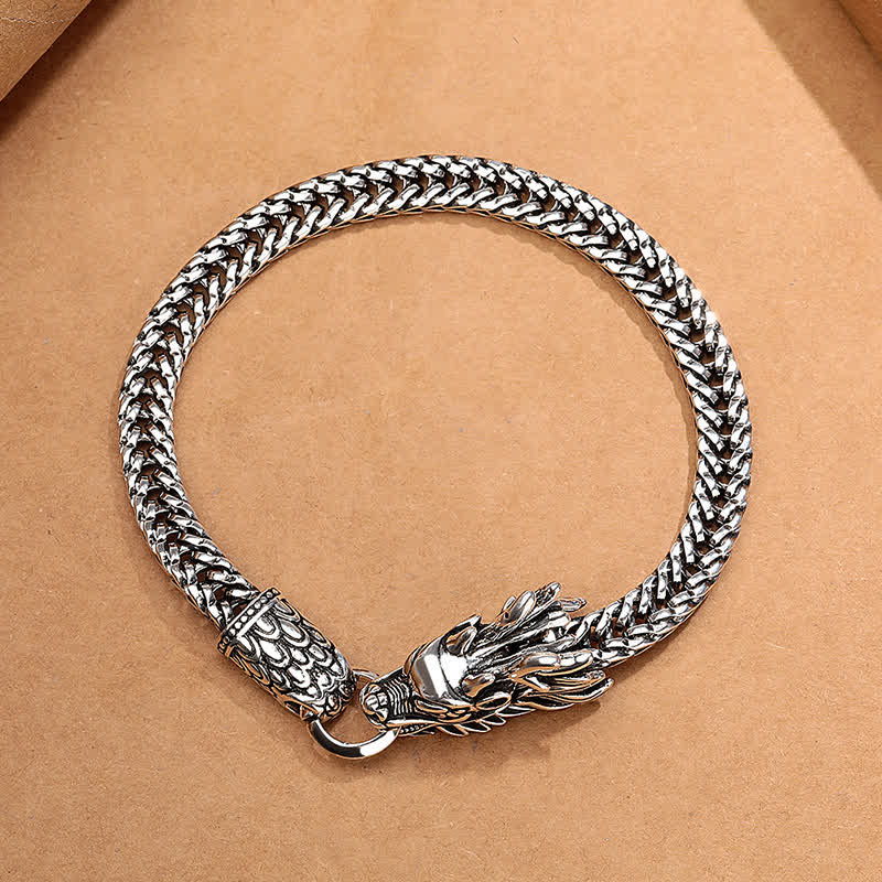 Buddha Stones Copper Dragon Strength Silver Tone Retro Braided Bracelet - image 3