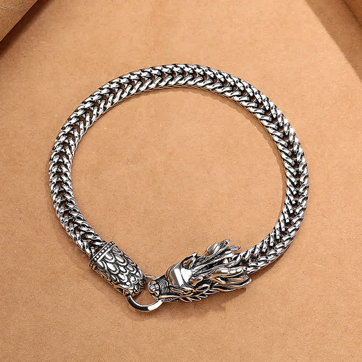 Buddha Stones Copper Dragon Strength Silver Tone Retro Braided Bracelet - image 3