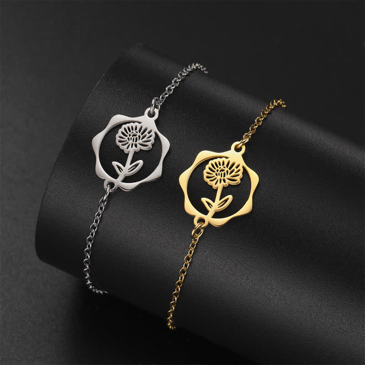 Buddha Stones Titanium Steel Birth Flower New beginning Bracelet - image 9