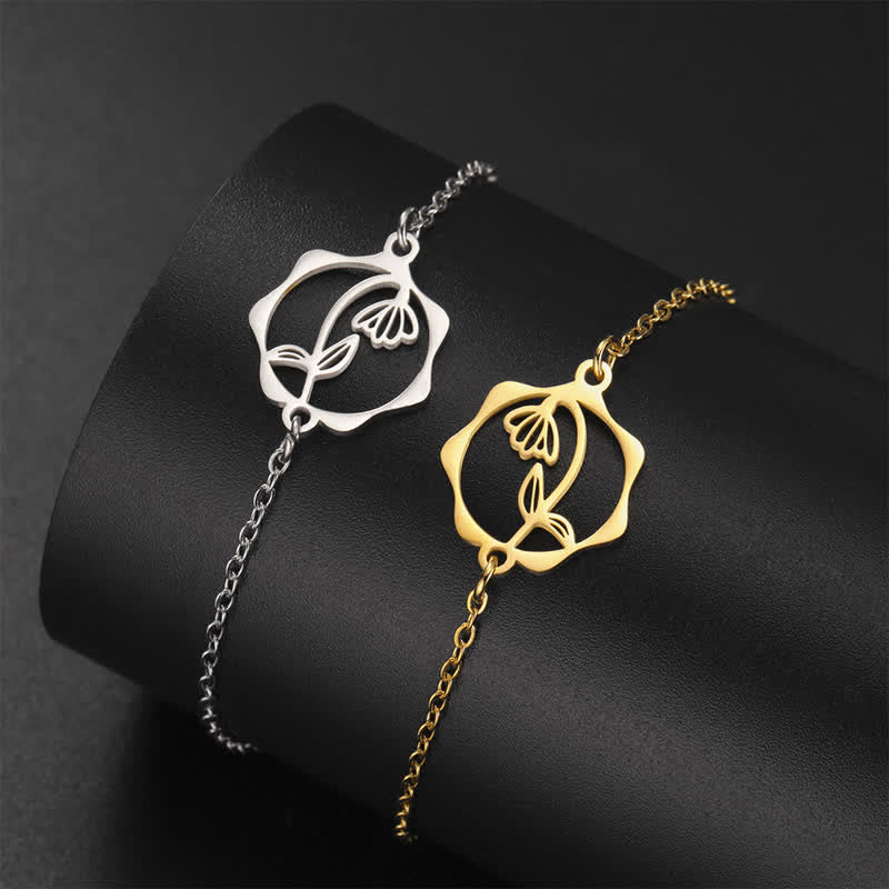 Buddha Stones Titanium Steel Birth Flower New beginning Bracelet - image 12