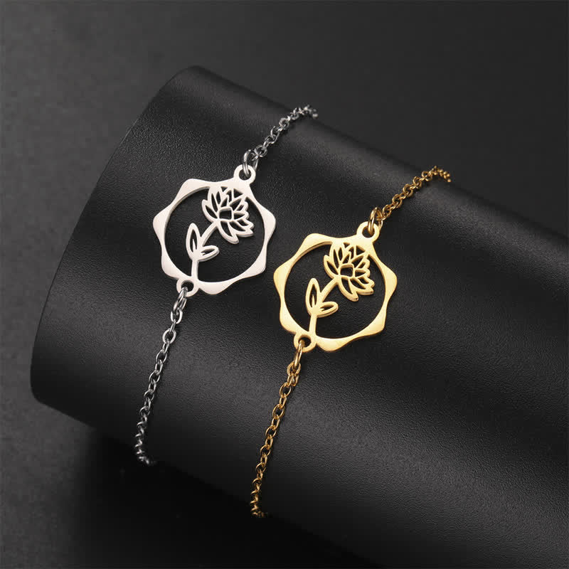 Buddha Stones Titanium Steel Birth Flower New beginning Bracelet - image 21