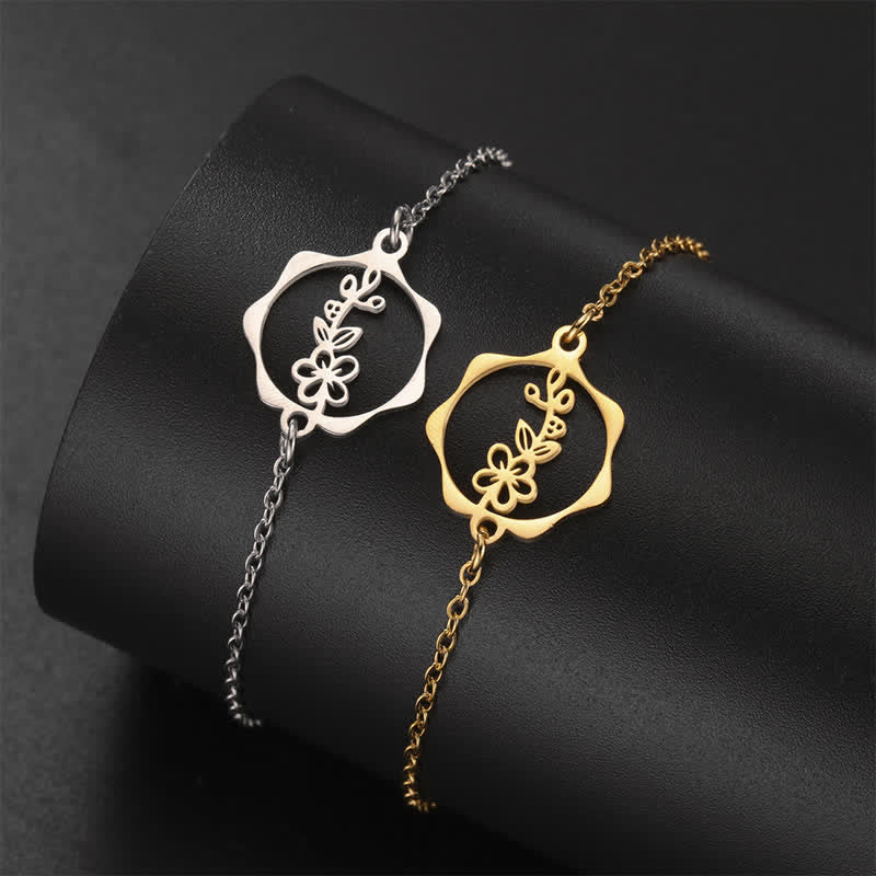 Buddha Stones Titanium Steel Birth Flower New beginning Bracelet - image 24