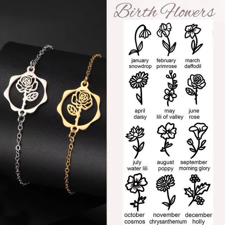Buddha Stones Titanium Steel Birth Flower New beginning Bracelet - image 36