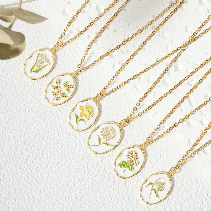 Buddha Stones Titanium Steel Birth Flower Strengthen Pendant Necklace - image 0
