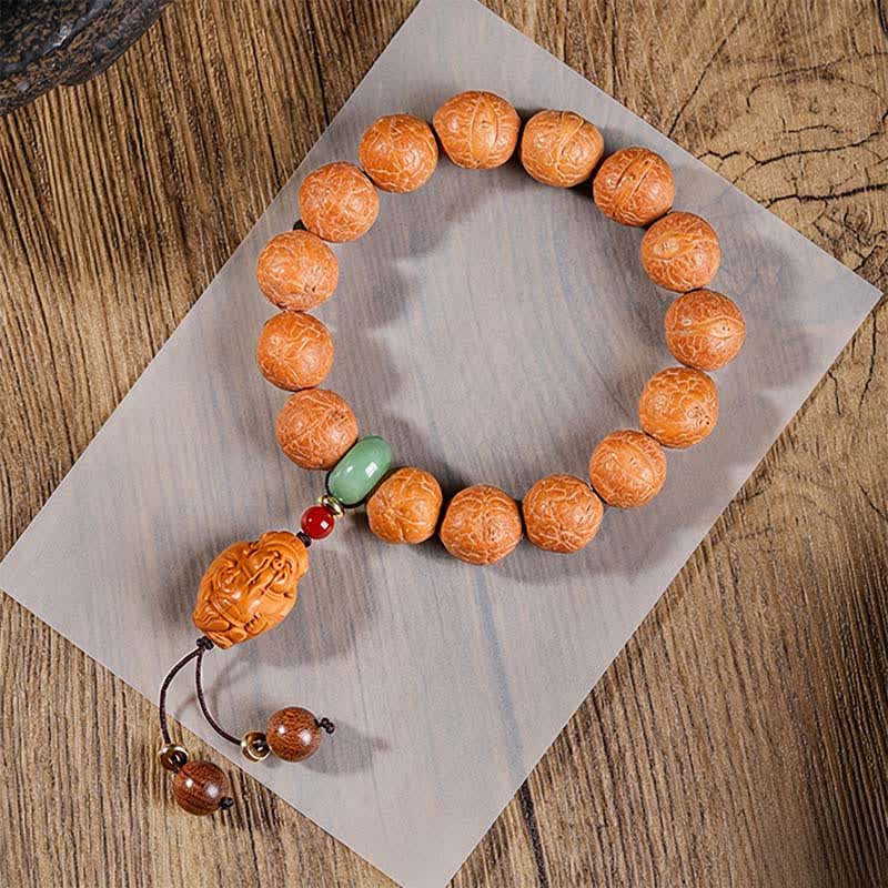 Buddha Stones Phoenix Eye Bodhi Wisdom Hand Carved Ethnic Wrist Mala - Phoenix Eye Wrist Mala - 15mm - Phoenix Eye Bodhi( Protection♥Wisdom) - image 1