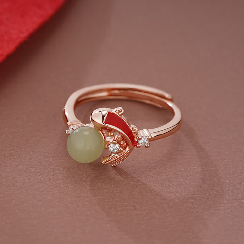 Buddha Stones Copper Koi Fish Success Pearl Inspired Adjustable Open Ring - image 6