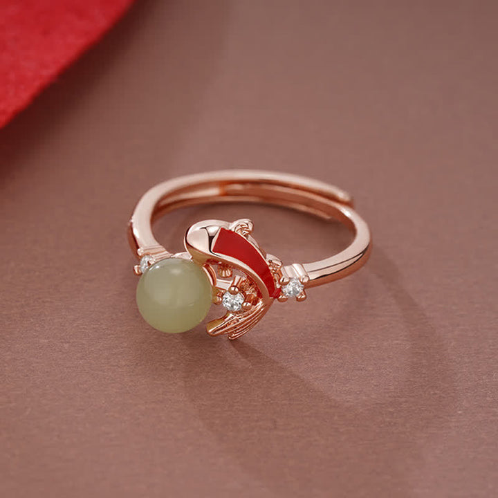 Buddha Stones Copper Koi Fish Success Pearl Inspired Adjustable Open Ring - image 6