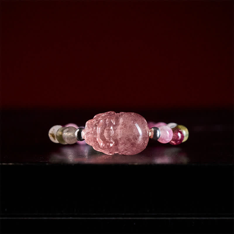 Buddha Stones 3mm Mini Beads Natural Moonstone Tourmaline Garnet Pearl Strawberry Quartz PiXiu Healing Elastic Ring - image 18