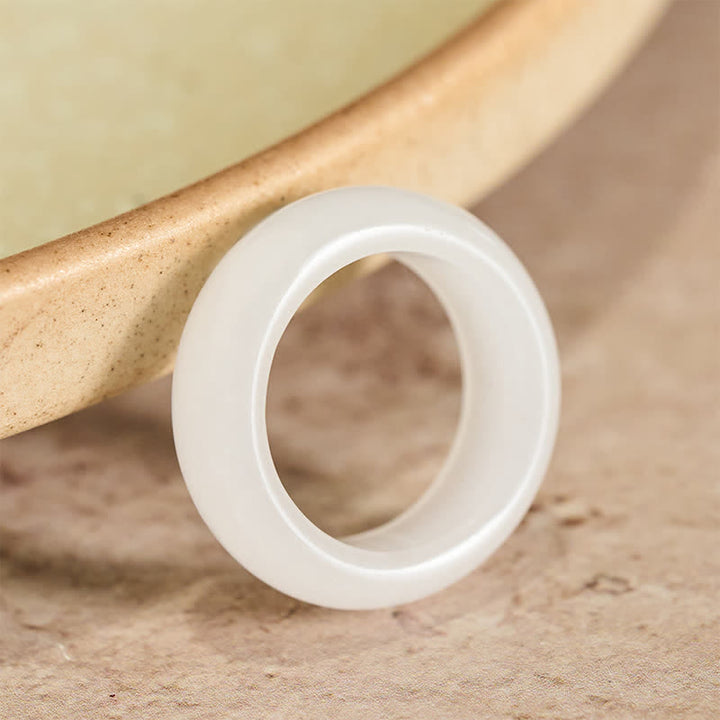 Buddha Stones Natural Golden Silk Jade Wealth Ring - Natural Golden Silk Jade(Color May Vary) - Approx. 20mm - image 0