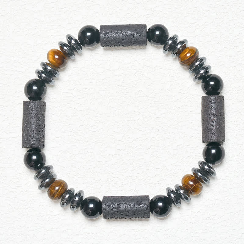 Buddha Stones Natural Tiger's Eye Obsidian Hematite Lava Rock Powerful Bracelet - image 5