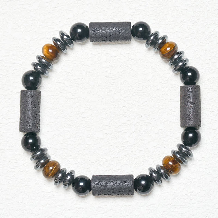 Buddha Stones Natural Tiger's Eye Obsidian Hematite Lava Rock Powerful Bracelet - image 5