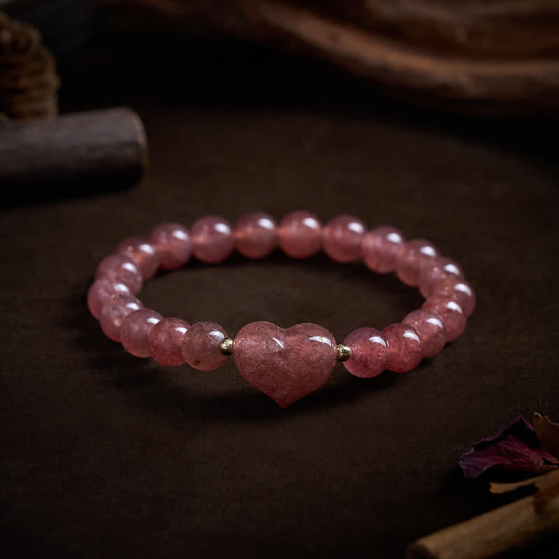 Buddha Stones Natural Amethyst Green Aventurine Tiger Eye Strawberry Quartz Love Heart Spiritual Bracelet - image 27