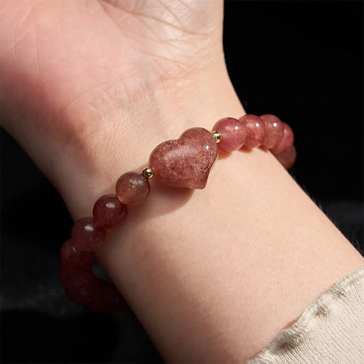 Buddha Stones Natural Amethyst Green Aventurine Tiger Eye Strawberry Quartz Love Heart Spiritual Bracelet - image 29