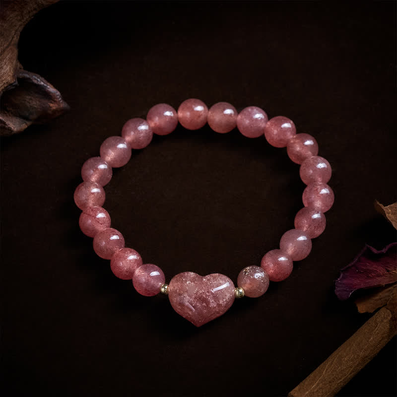 Buddha Stones Natural Amethyst Green Aventurine Tiger Eye Strawberry Quartz Love Heart Spiritual Bracelet - image 26