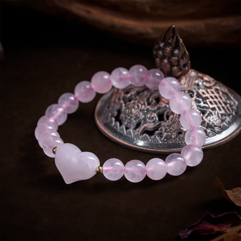 Buddha Stones Natural Amethyst Green Aventurine Tiger Eye Strawberry Quartz Love Heart Spiritual Bracelet - image 4