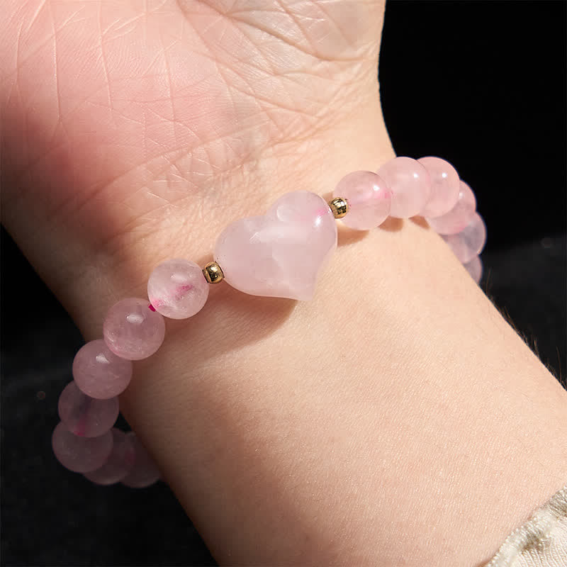 Buddha Stones Natural Amethyst Green Aventurine Tiger Eye Strawberry Quartz Love Heart Spiritual Bracelet - image 5